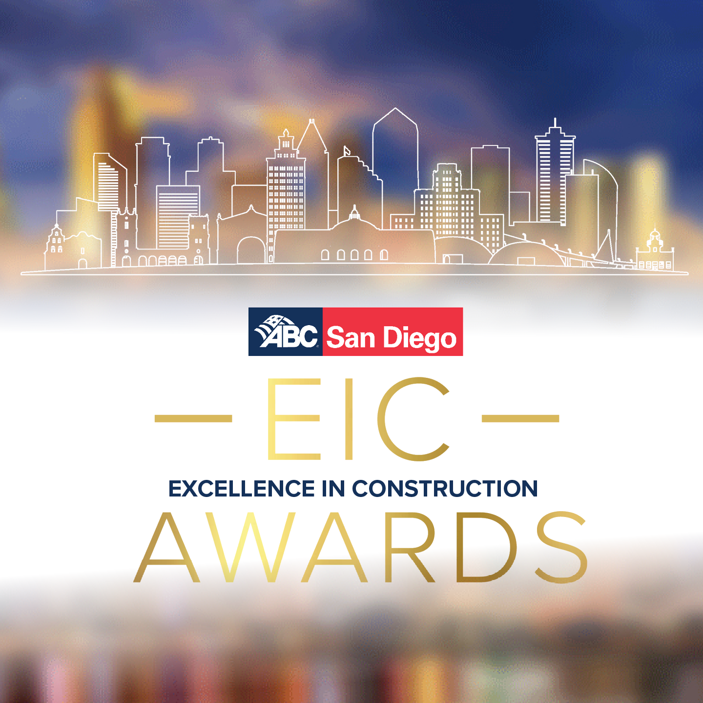EIC Excellence in Construction Awards graphic with San Diego skyline