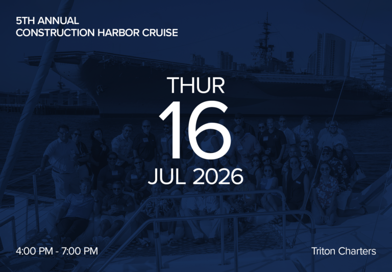 Group photo on boat for 5th Annual Construction Harbor Cruise event.