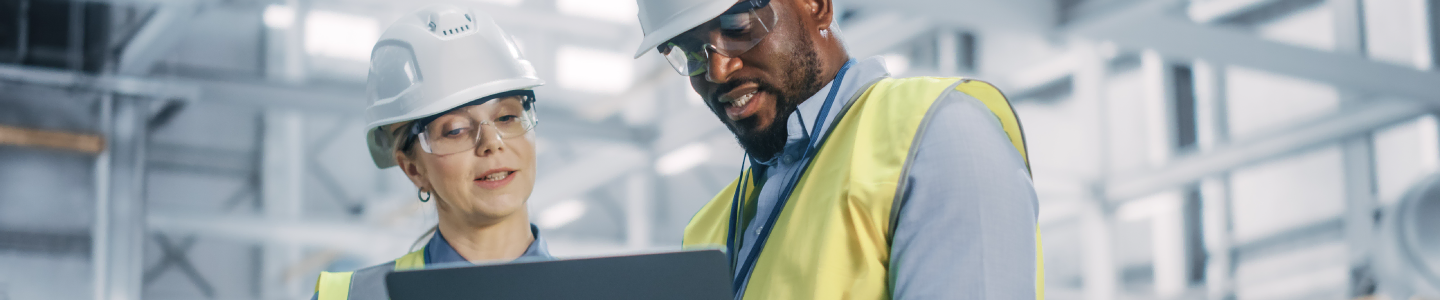Construction worker on laptop