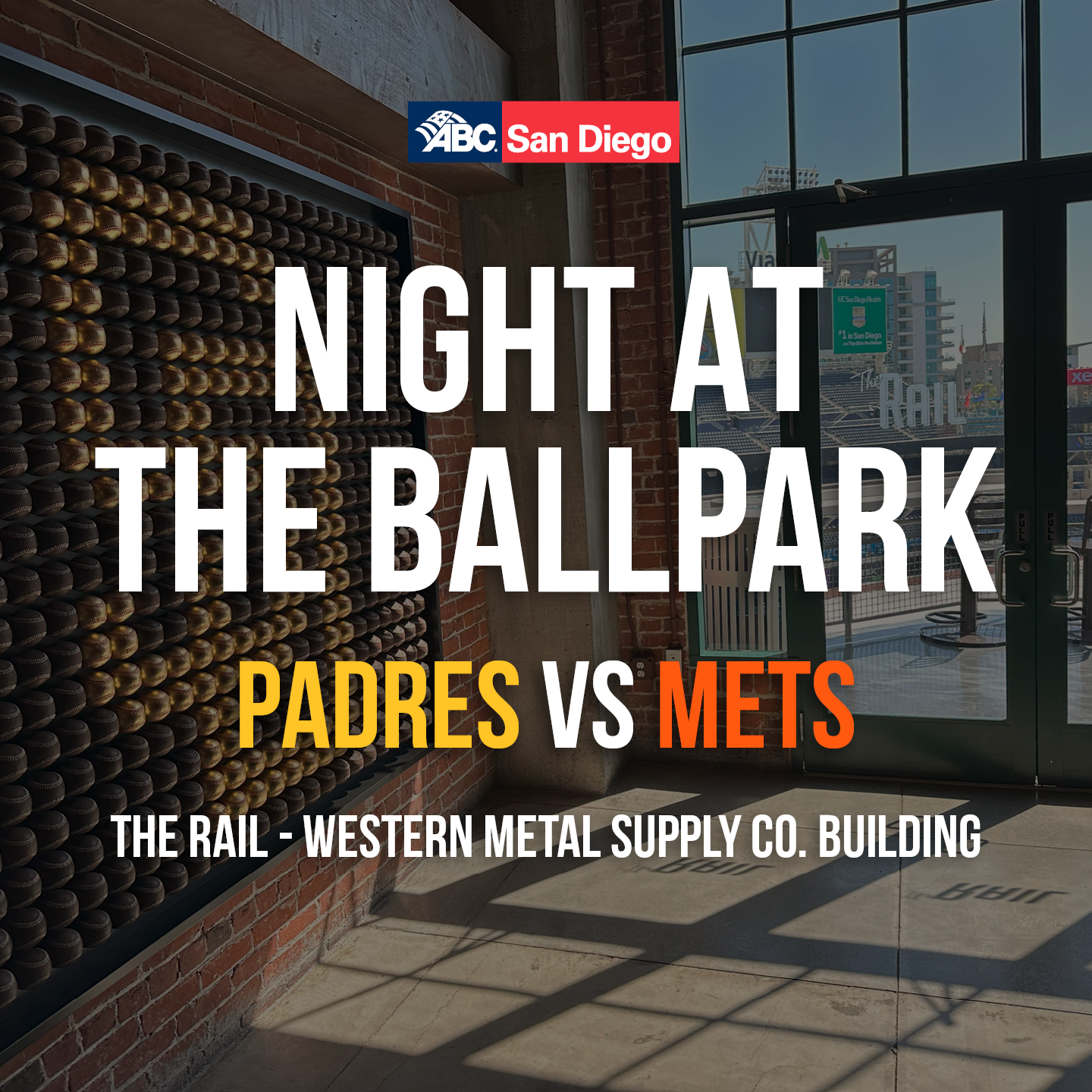 Night at the Ballpark Padres vs Mets mixer graphic