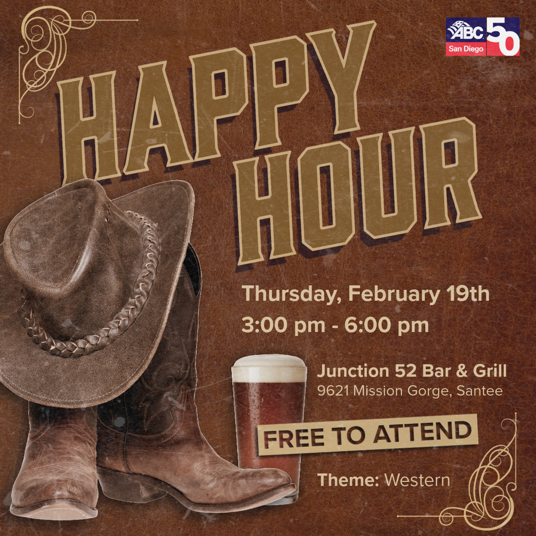 Western-themed Happy Hour flyer, February 19th